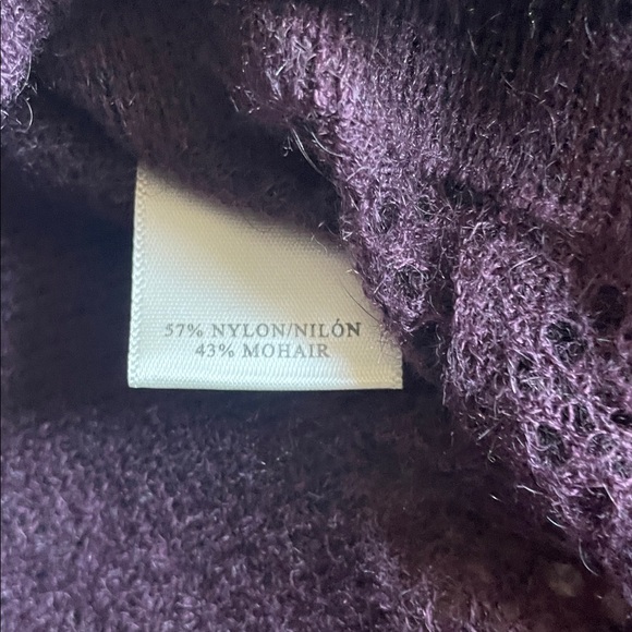 Feminine Ann Taylor XS Fine Weave Aubergine Cardigan 43% Mohair Vintage 90s - Picture 5 of 5